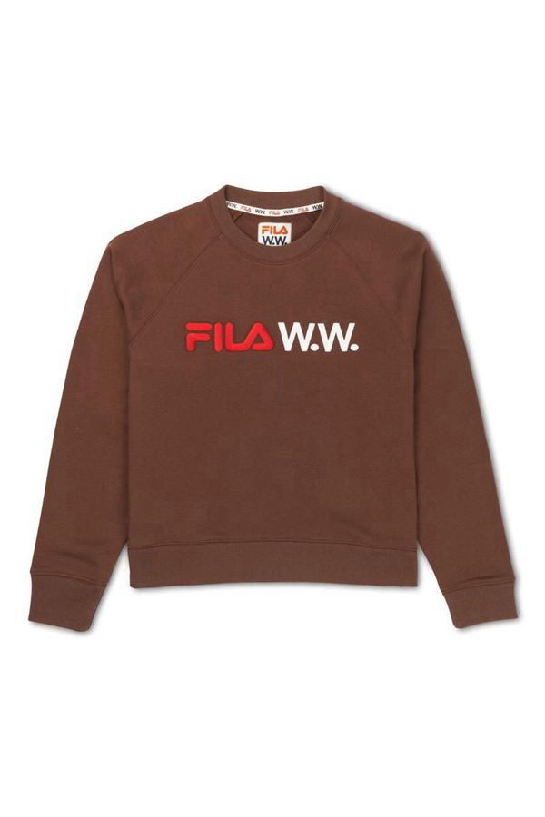 Moletons Fila Mulher Marrom - Fila X Wood Wood Elena Crew Portugal Online,WIUE-19368